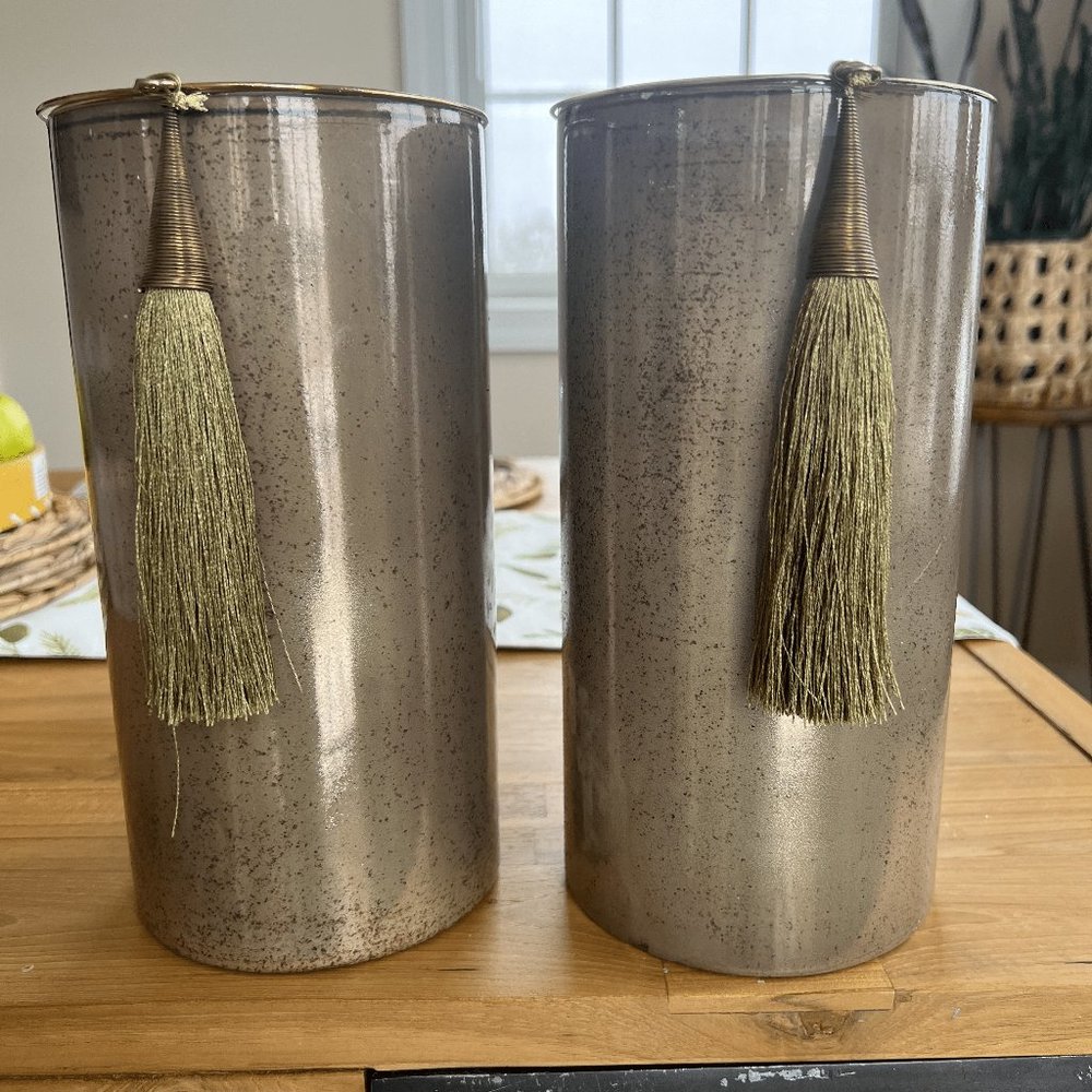 Gold Vase with Tassel Set of 2